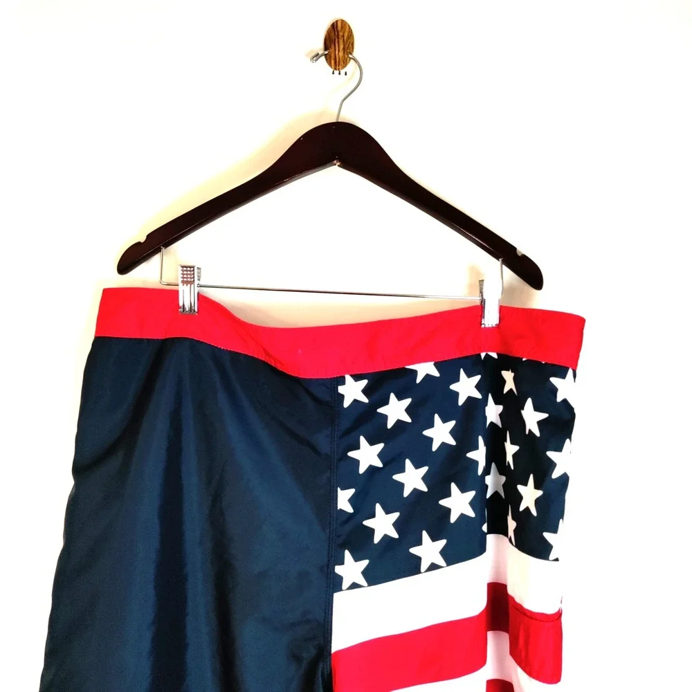 Old Navy American Flag Patriotic Board Swim Resorts Beach Graphic Shorts Men XXL